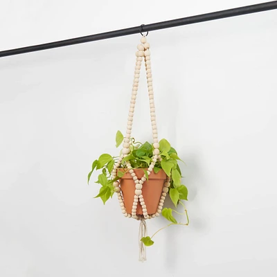 Wooden Beaded Hanging Pot Holder