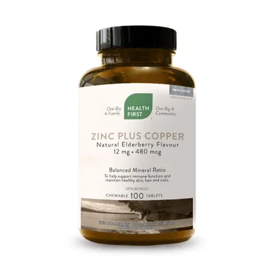 Health First Zinc Plus Copper Chewable, 100 chewable tablets