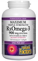 Natural Factors RxOmega-3 with Vitamin D3 Maximum Triple Strength 900