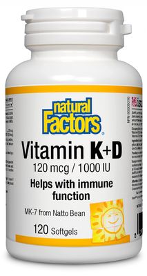 Natural Factors Vitamin K+D 120 mcg / 1000 IU 120 Softgels