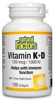 Natural Factors Vitamin K+D 120 mcg / 1000 IU 120 Softgels