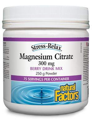 Natural Factors Magnesium Citrate 300 mg 250 g Powder Berry Flavour