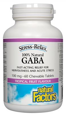 Natural Factors 100% Natural GABA 100 mg 60 Chewable Tablets Tropical