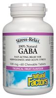 Natural Factors 100% Natural GABA 100 mg 60 Chewable Tablets Tropical