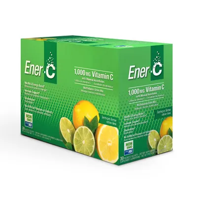 Ener-C 1000mg Vitamin C Effervescent Drink Mix, Lemon Lime - 30 packet
