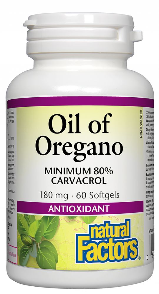Natural Factors Oil of Oregano 180 mg 60 Softgels