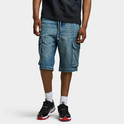 True Religion Big T Vinny Medium Wash Cargo Shorts / Blue Legend