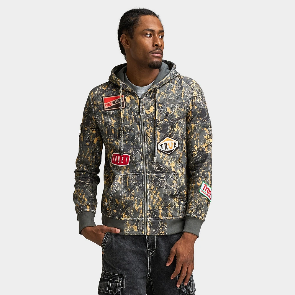 True Religion Patch Buddha Camo Big T Full Zip Hoodie /