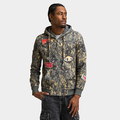 True Religion Patch Buddha Camo Big T Full Zip Hoodie /