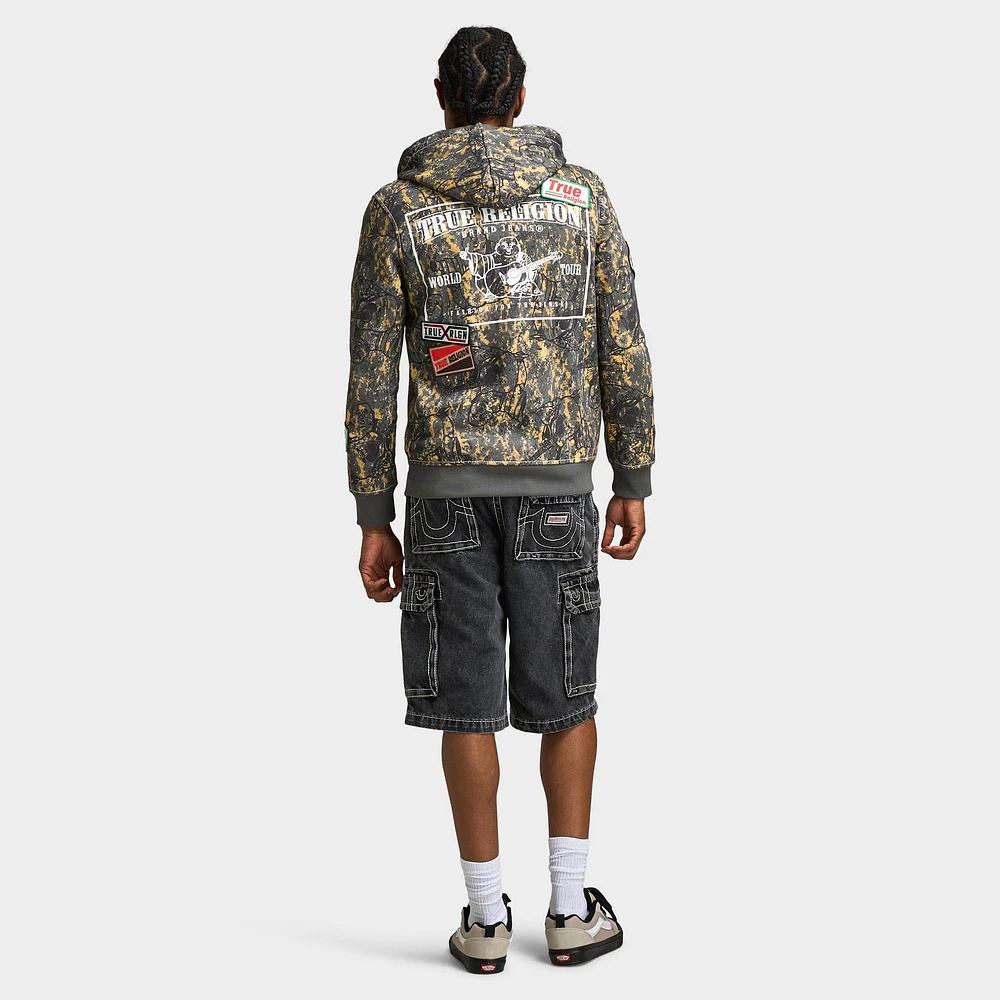 True Religion Patch Buddha Camo Big T Full Zip Hoodie /