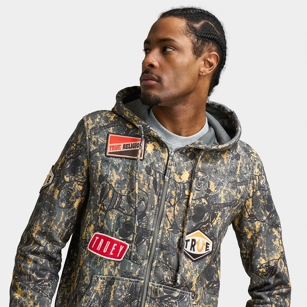 True Religion Patch Buddha Camo Big T Full Zip Hoodie /