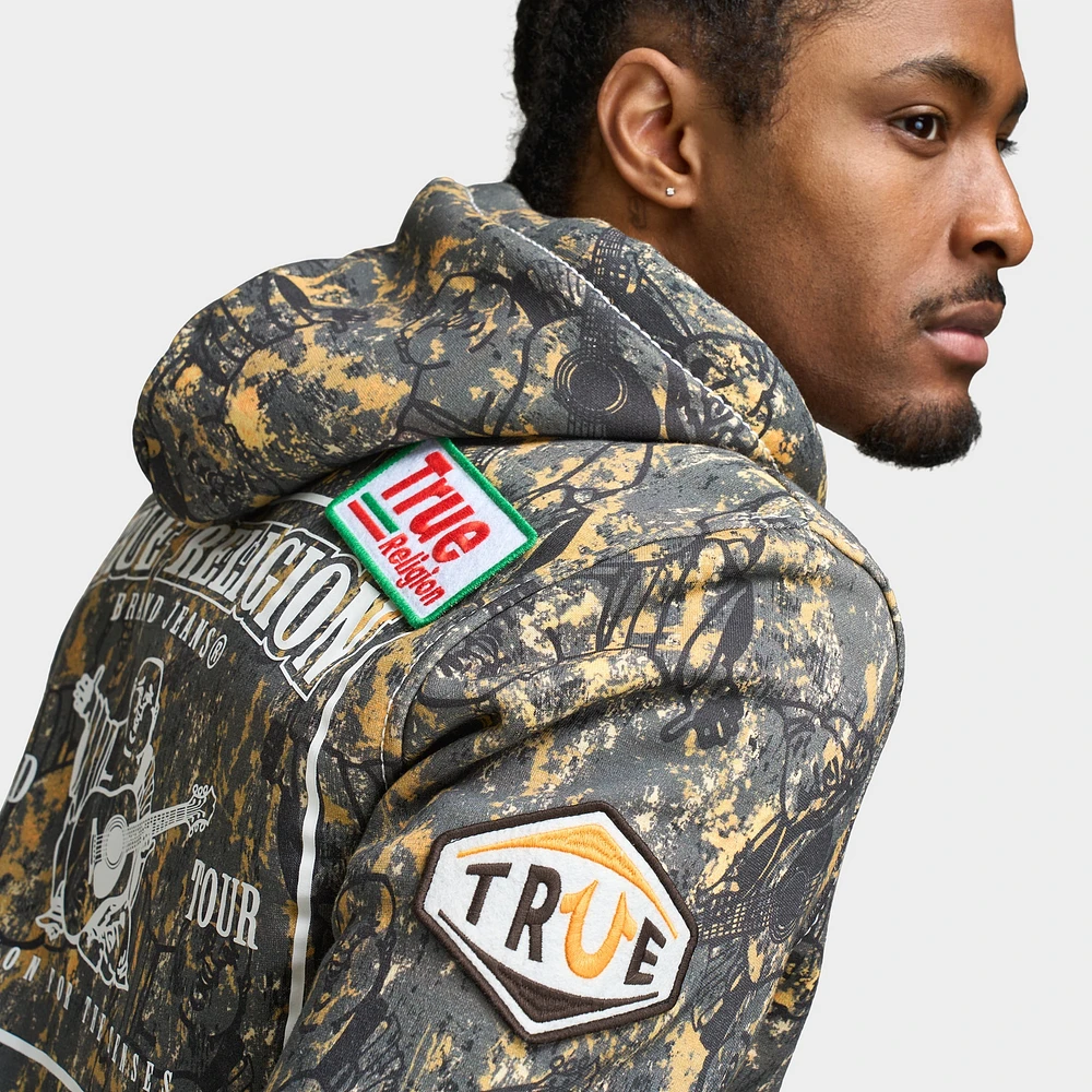 True Religion Patch Buddha Camo Big T Full Zip Hoodie /