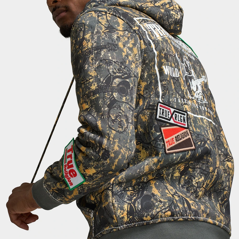 True Religion Patch Buddha Camo Big T Full Zip Hoodie /