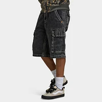 True Religion Big T Vinny Cargo Denim Shorts / Bullet Black Wash
