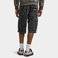 True Religion Big T Vinny Cargo Denim Shorts / Bullet Black Wash