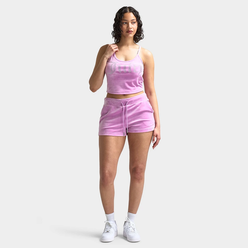 Juicy Couture Women's Luxe Velour Bling Shorts / Violet Tulle