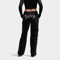 Juicy Couture Women's Wide Leg Cargo Utility Pants / Black