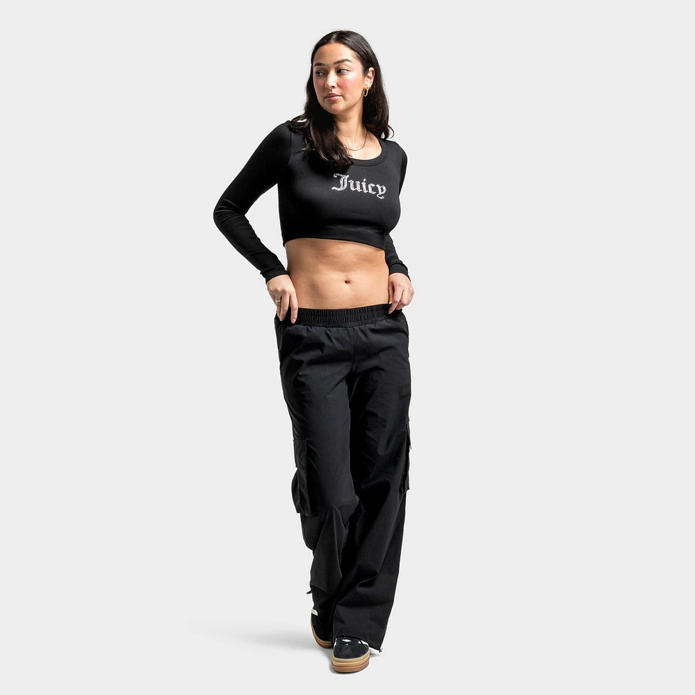 Juicy Couture Women's Cropped Long Sleeve Baby Tee / Black