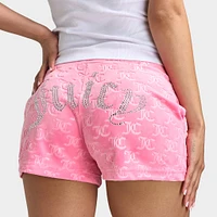 Juicy Couture Women's Embossed Velour Shorts / Hot Pink