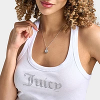 Juicy Couture Women's Thin Strap Ribbed Racer Tank Top / White
