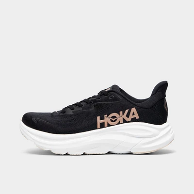 Hoka Women's Clifton 10 Black / White - Rose Gold