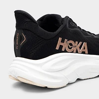 Hoka Women's Clifton 10 Black / White - Rose Gold