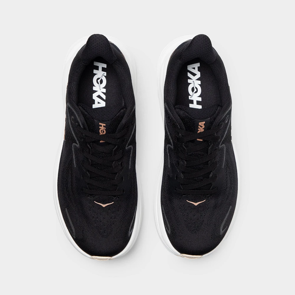 Hoka Women's Clifton 10 Black / White - Rose Gold