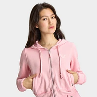 True Religion Women's Raw Edge Big T Shrunken Hoodie / Candy Pink