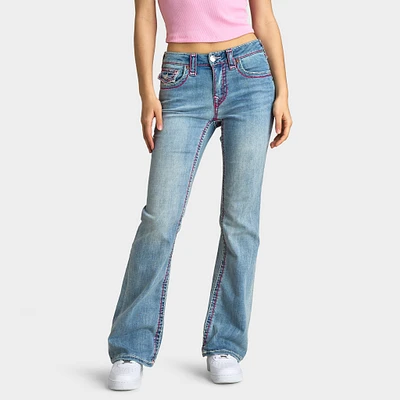 True Religion Women's Becca Mid Rise Bootcut Flap Sup T / California Poppy