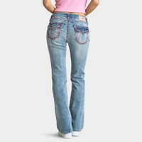 True Religion Women's Becca Mid Rise Bootcut Flap Sup T / California Poppy