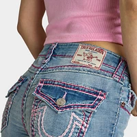 True Religion Women's Becca Mid Rise Bootcut Flap Sup T / California Poppy