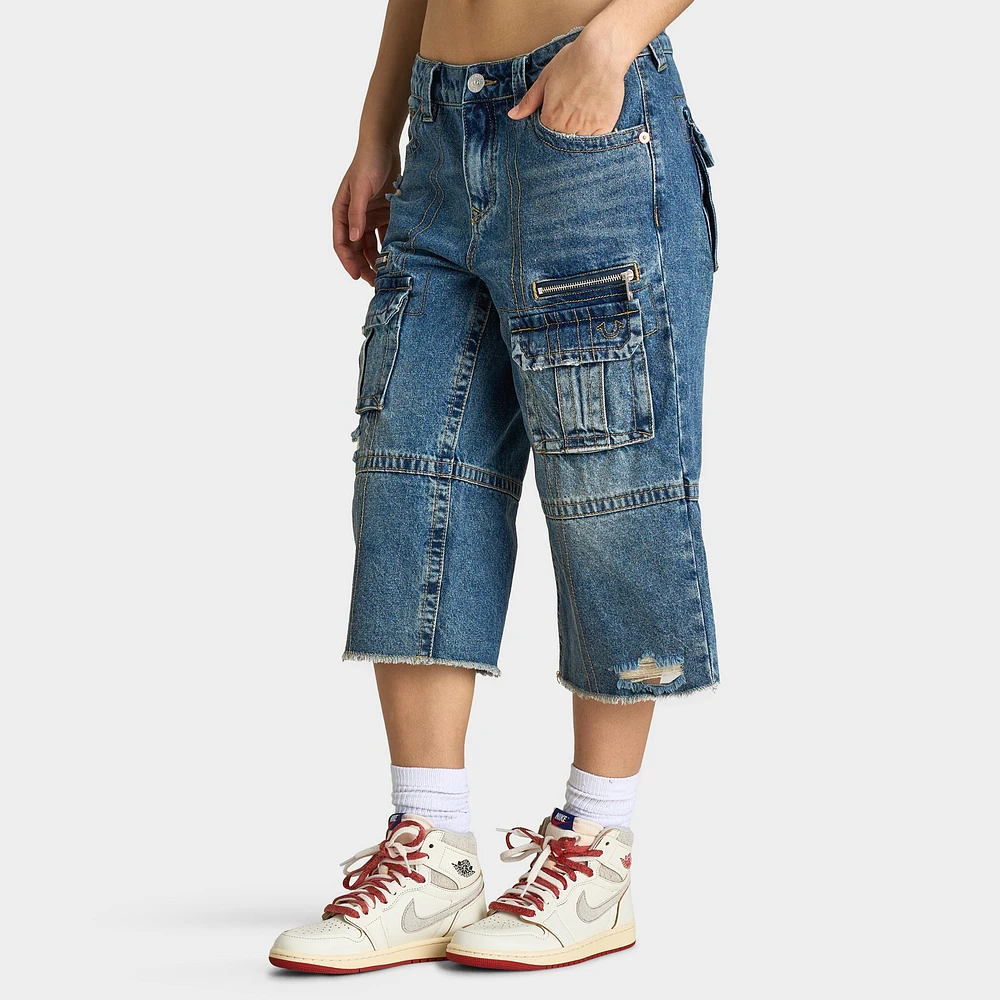 True Religion Women's bobbie Baggy Cargo Capris / Easy Hazel