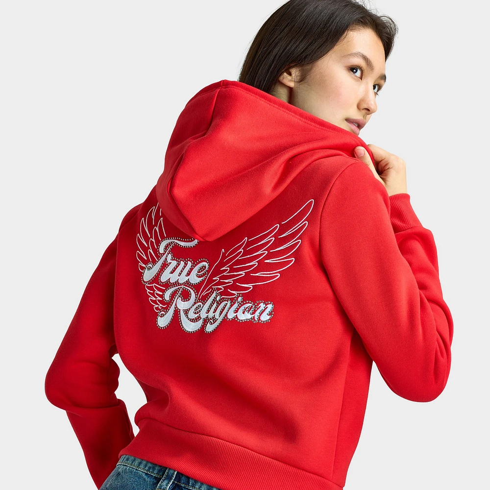 True Religion Crystal Wing Classic Zip Hoodie / Flame Scarlet