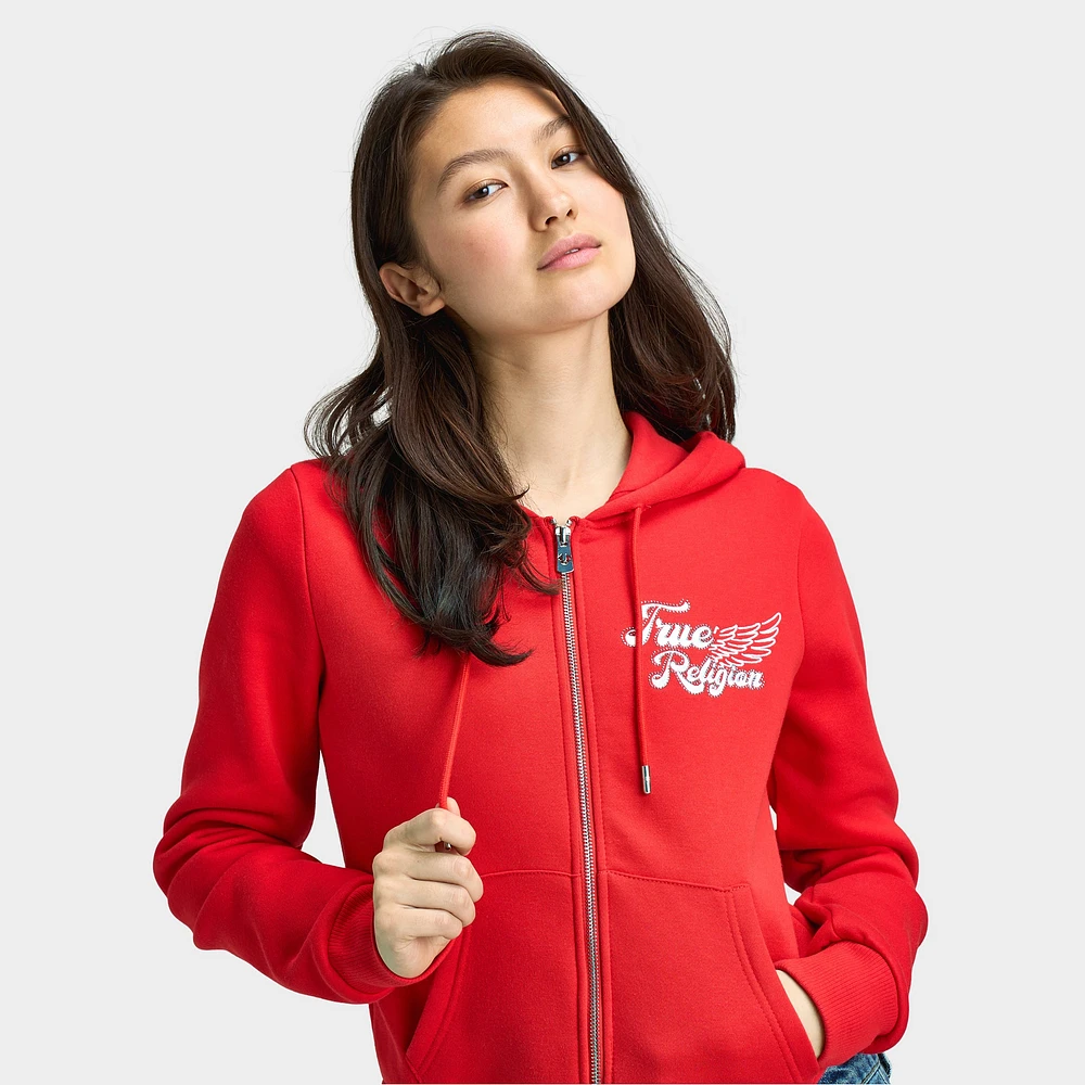 True Religion Crystal Wing Classic Zip Hoodie / Flame Scarlet