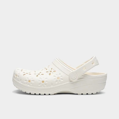 Crocs Women's Classic Floral Cut Out Clog / Chalk