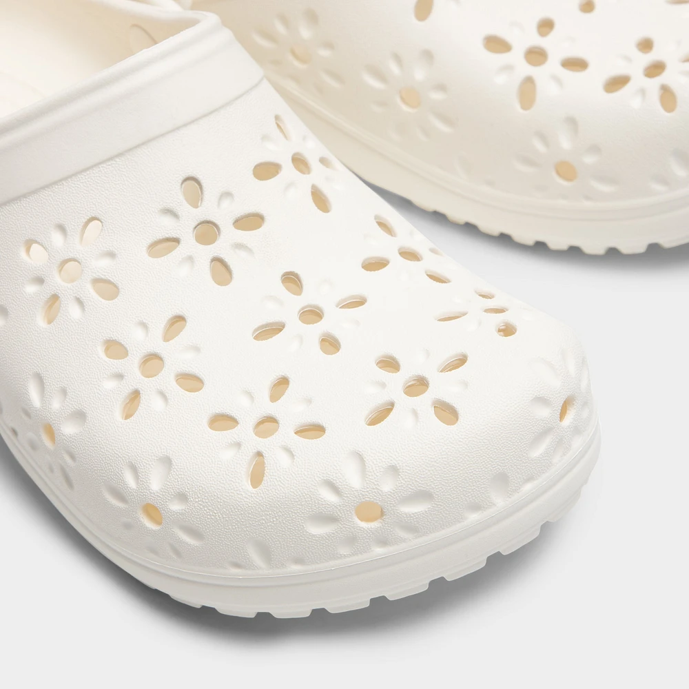 Crocs Women's Classic Floral Cut Out Clog / Chalk