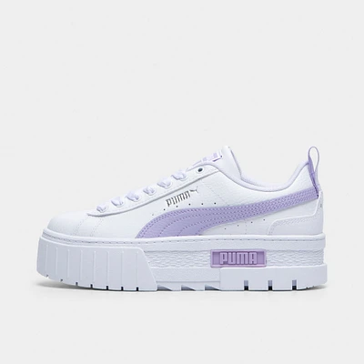 Puma Juniors' Mayze Leather White / Vivid Violet