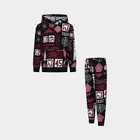 Jordan Child Boys' All-Over-Print Brooklyn Fleece Pullover Hoodie Set / Black