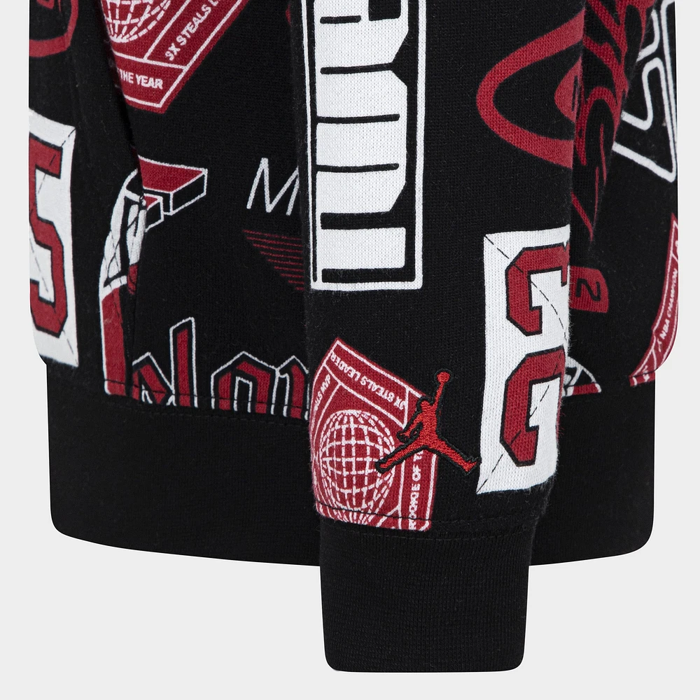 Jordan Child Boys' All-Over-Print Brooklyn Fleece Pullover Hoodie Set / Black