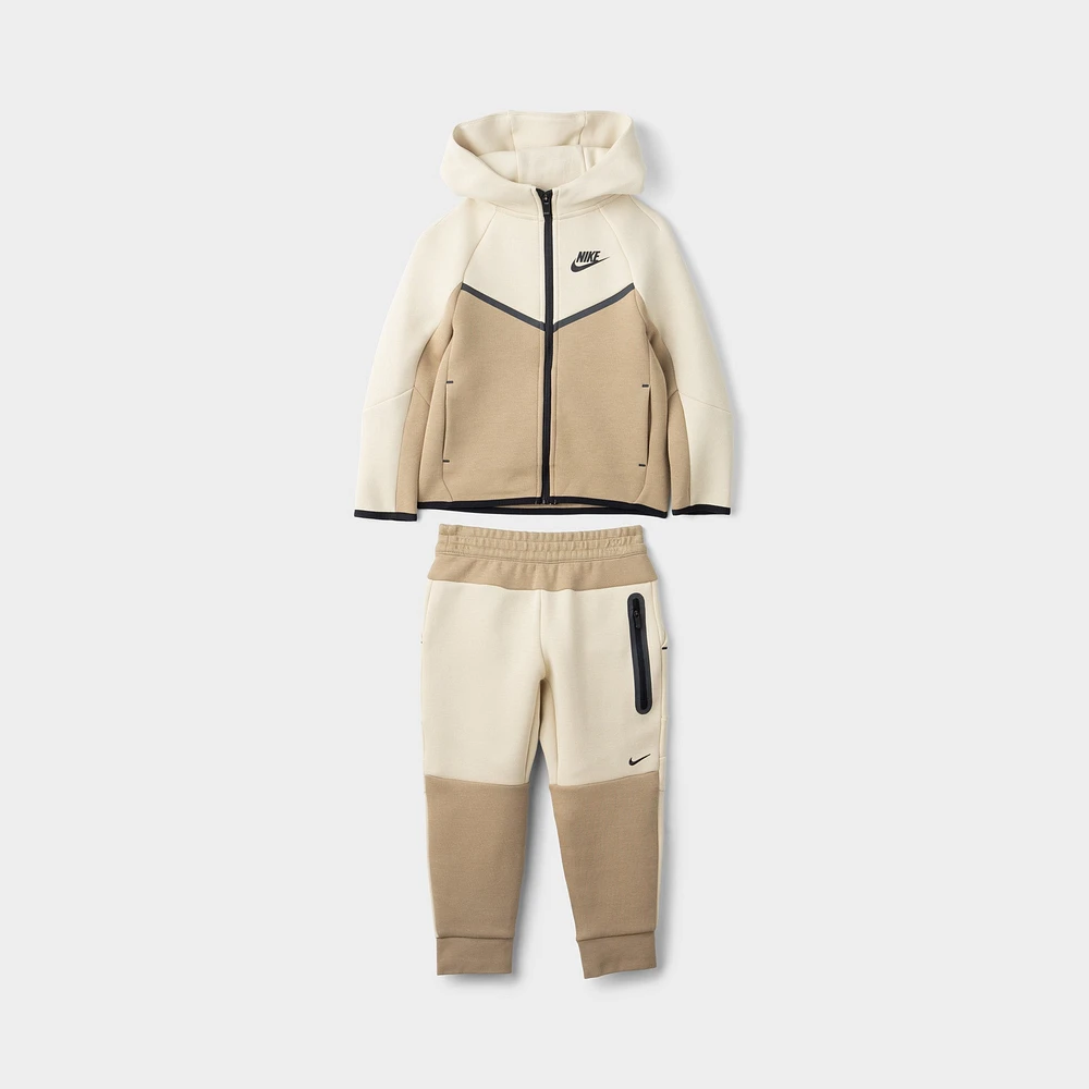 Nike Sportswear Children's Tech Fleece Full Zip Hoodie Set / Light Khaki
