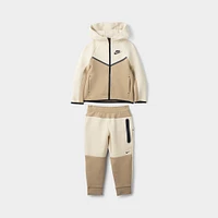 Nike Sportswear Children's Tech Fleece Full Zip Hoodie Set / Light Khaki