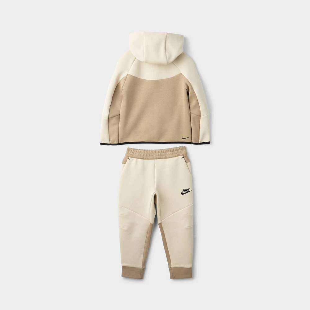 Nike Sportswear Children's Tech Fleece Full Zip Hoodie Set / Light Khaki