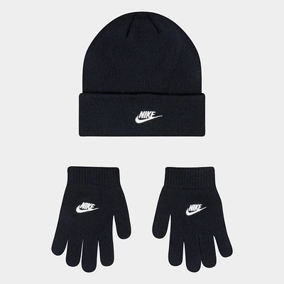 Nike Big Kids Club Beanie and Gloves Set / Black