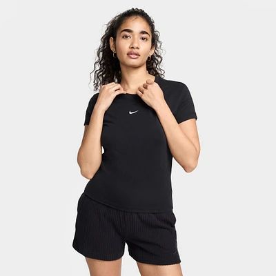 Nike Sportswear Women's Chill Knit Cropped T-Shirt Black / White