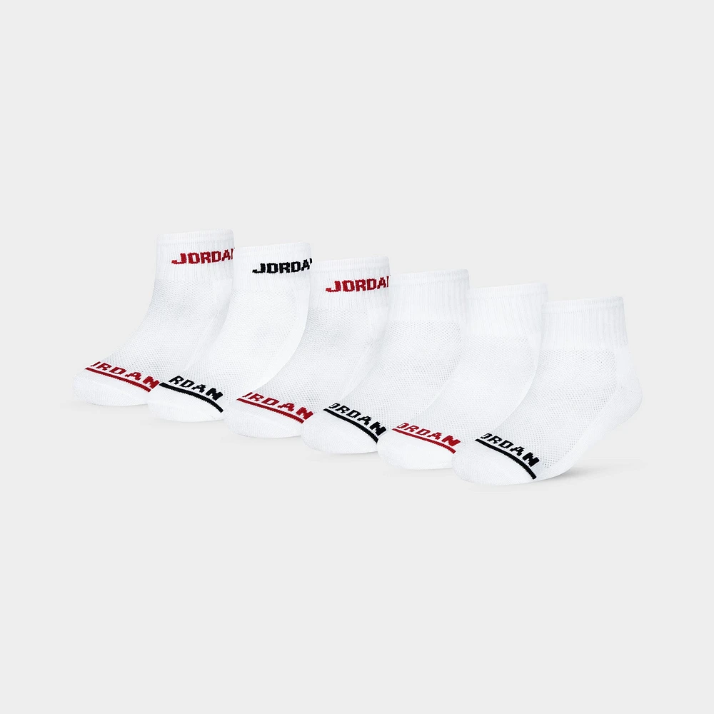 Jordan Legend Juniors' (6 Pack) Ankle Sock White / Black - Gym Red