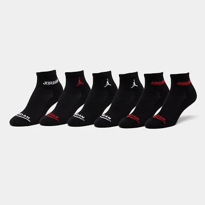 Jordan Legend Juniors' (6 Pack) Ankle Socks Black / White - Gym Red