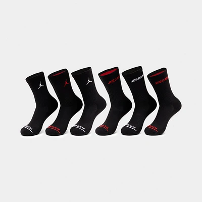 Jordan Juniors' Legend Crew Socks Box Set (6 Pack) / Black