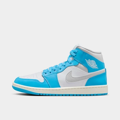 Jordan Women's 1 Mid Dark Powder Blue / Neutral Grey - White