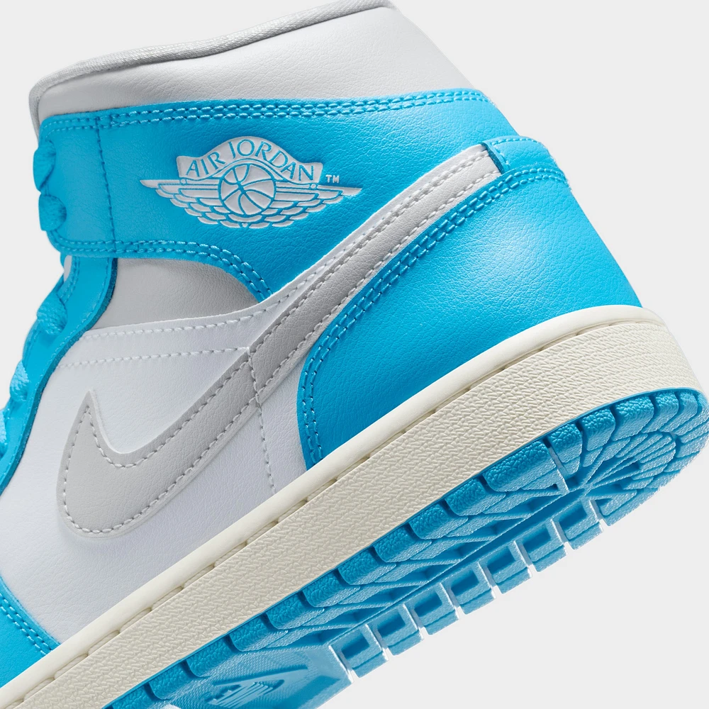 Jordan Women's 1 Mid Dark Powder Blue / Neutral Grey - White