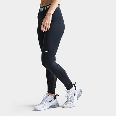 Nike Pro Women's Mid-Rise Mesh-Panelled Leggings Black / White